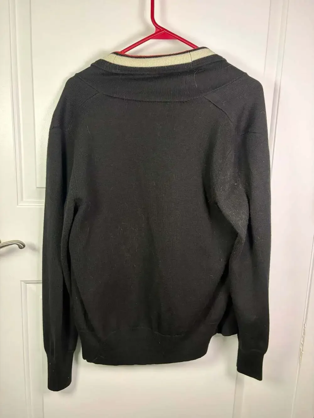 Gucci Men's Black Wool Button-Front Cardigan with Signature Web Trim